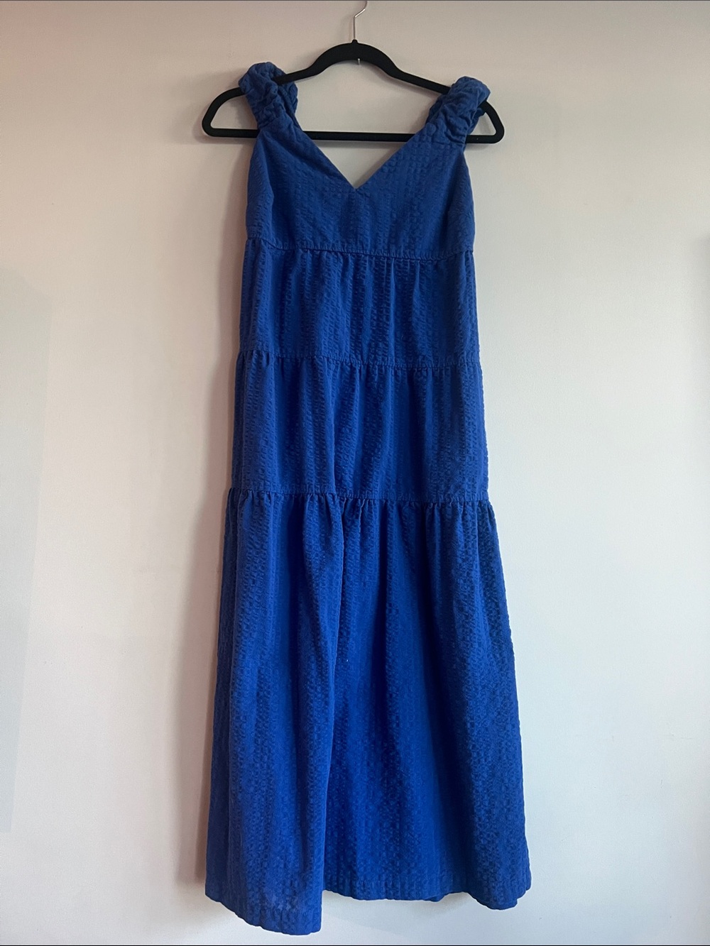 Old Navy Royal Blue Tiered Maxi Dress with ruched elasticized straps